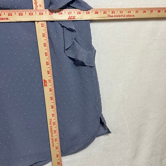DR2 Medium Baby Blue Ruffle Shoulder Top Boho Tied Lace Clip Dot Work Cute Girly - Picture 9 of 11